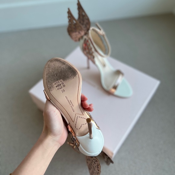Sophia Webster Evangeline Sandal in White + Rose Gold 110mm, Size 35 EU/IT - Picture 5 of 6